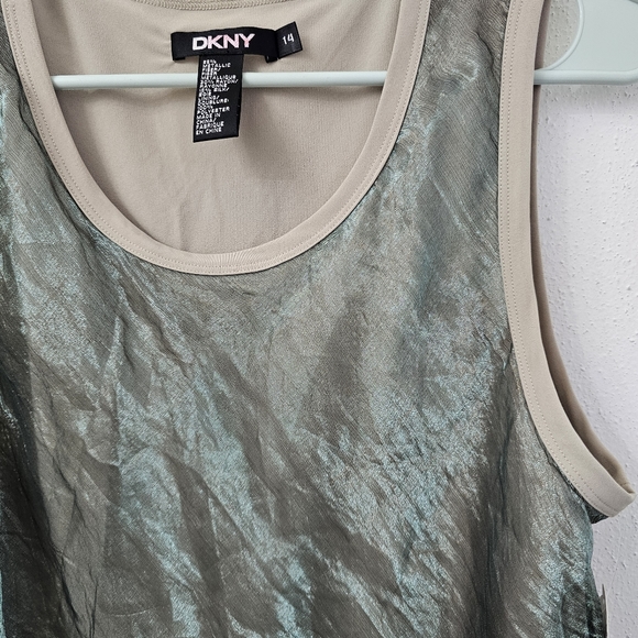 NWT DKNY Iridescent Metallic Patina Rayon/silk Tank Size 14 - Picture 7 of 9